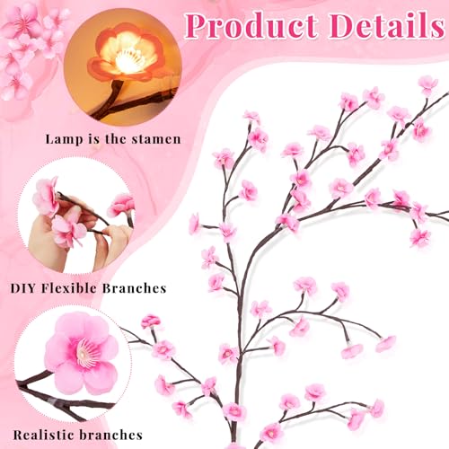 Glooglitter Cherry Blossom Tree Branch Lights 5.25 FT USB Decor Set