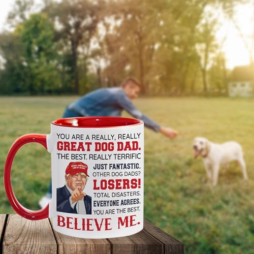 Red Dog Dad Mug 11oz Ceramic Gift for Pet Lovers, Fathers Day, Birthday