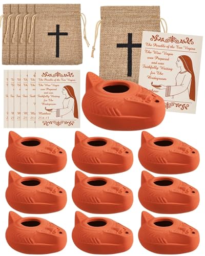 Terracotta Olive Oil Lamp - Antique Replica - 10 Sets for Worship & Decor