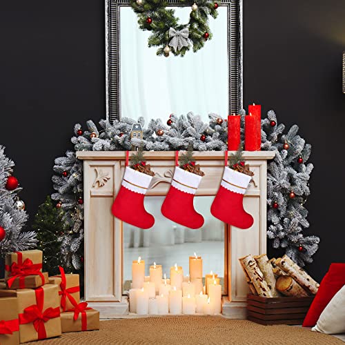 ANVAVO 24 Pack Christmas Stockings 15 Inch Red Felt Holiday Stockings with Hanging Ropes