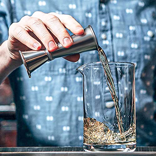 Yuntop Silver Stainless Steel Japanese Style Cocktail Jigger - Double Oz Measuring Cup for Bartending