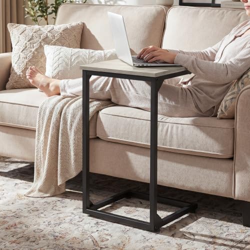 C-Shaped End Table Set of 2, Slim Sofa Side Table for Small Spaces