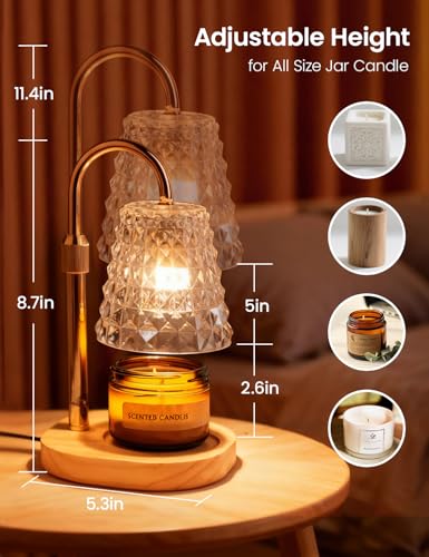Dimmable Candle Warmer Lamp with Timer - Adjustable Height Wax Melter