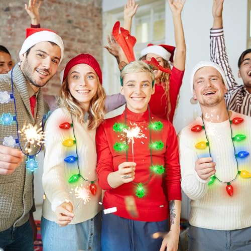 18Pcs Christmas Light Necklace Set - Party Favors & Decorations, 3 Lighting Modes