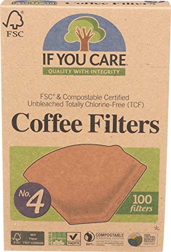 #4 Cone Unbleached Coffee Filters - Compostable Chlorine Free 100 Pack