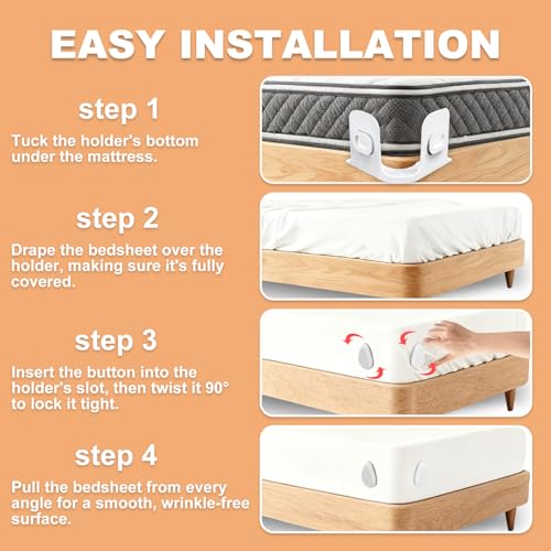 Fitted Bed Sheet Holders for Corners - 4 Pack Heavy-Duty Sheet Grippers