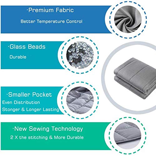 Queen Size 15lbs Weighted Blanket with Glass Beads - Dark Grey