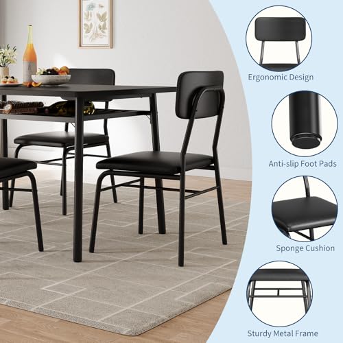 3-Piece Dining Table Set for 2 with Storage Rack and Upholstered Chairs