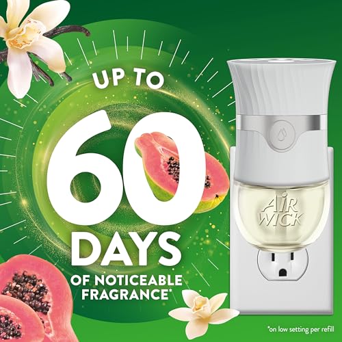 Plug-In Scented Oil Starter Kit - 2 Warmers & 6 Refills, Vanilla & Pink Papaya