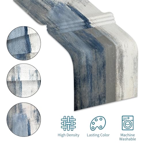 AILUER 13x36 White Gray Table Runner Linen, Modern Farmhouse Dresser Decor