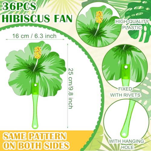 36-Piece Hibiscus Hand Fans Tropical Party Favors for Beach Luau Events