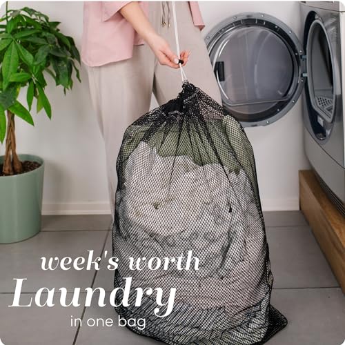 Extra Large Mesh Laundry Bag - 24" x 36" Heavy Duty Drawstring Storage
