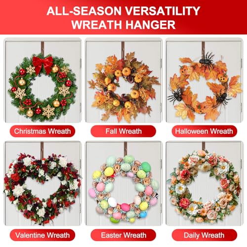 Adjustable Front Door Wreath Hangers (2-Pack) - 12.5-20" Heavy Duty Metal Hooks