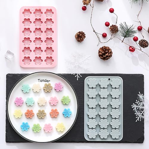 Christmas Snowflake Silicone Molds 18 Cavity - Holiday Baking & Craft Set