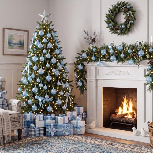 Novabright Blue 72 Pcs Iridescent Christmas Ball Ornaments Shatterproof