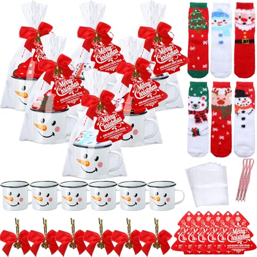 Yungyan 6‑Piece Christmas Mug & Fuzzy Socks Gift Set for Women
