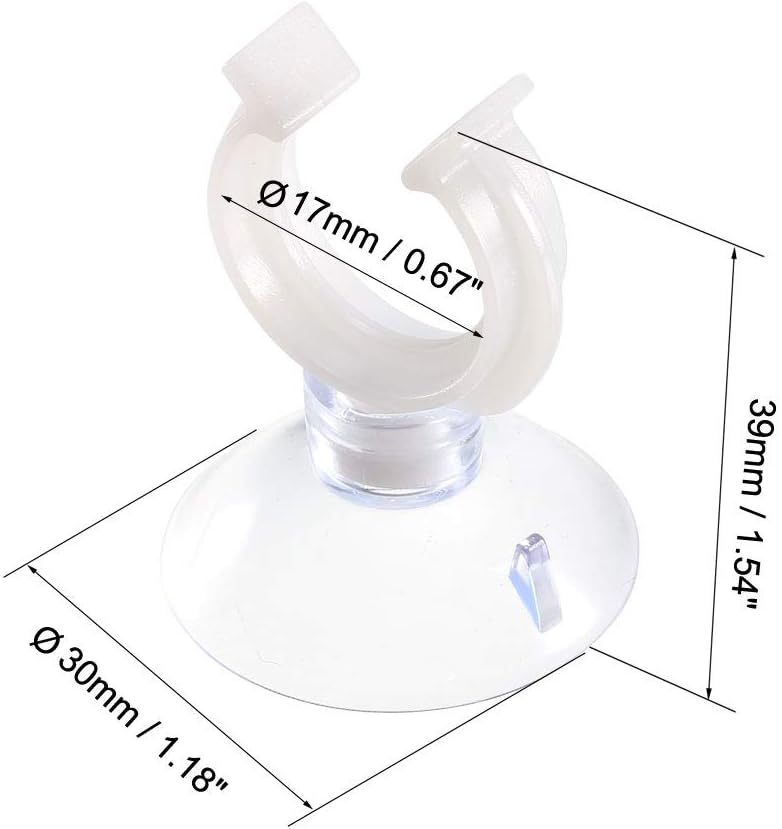 Uxcell Aquarium Suction Cup Clips - Durable Airline Tube Holders for Fish Tanks | Clear 17mm, 12 Pcs