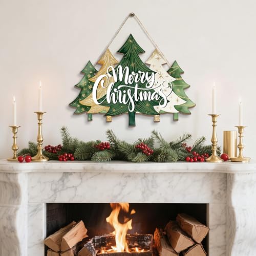 BBTO Christmas Wreath for Front Door – Vivid Tree Style Door Sign