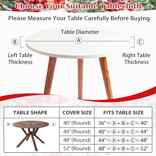 Christmas Fitted Round Tablecloth with Elastic Waterproof Black 44-inch