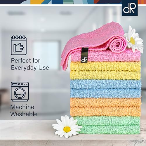 DecorRack 10 Pack 100% Cotton Wash Cloth, Luxurious Soft, 12 x inch