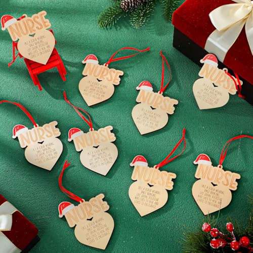 10 Pack Christmas Nurse Ornaments - Wooden Holiday Practitioner Gifts