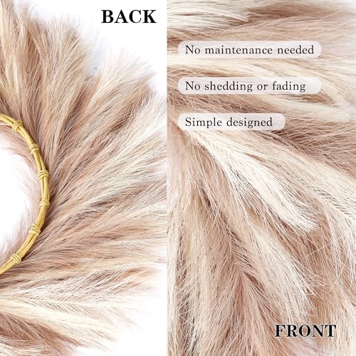 26-Inch Artificial Pampas Grass Wreath for Front Door Boho Wall Decor