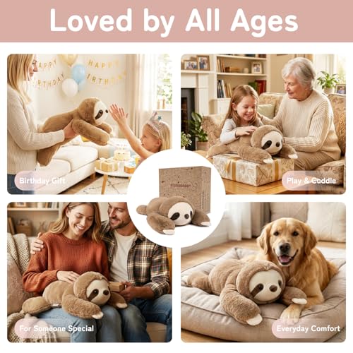 Weighted Sloth Stuffed Animal, 20-inch 3.3 lb Sensory Plush Body Pillow