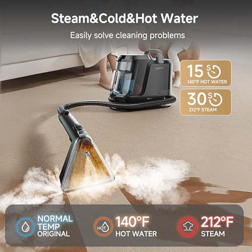 Portable Steam Carpet Cleaner with 18Kpa Suction and 3 Cleaning Modes