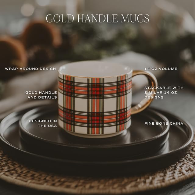 Sweet Water Decor Santa Coffee Mug 14oz - Christmas Holiday Gift with Gold Handle