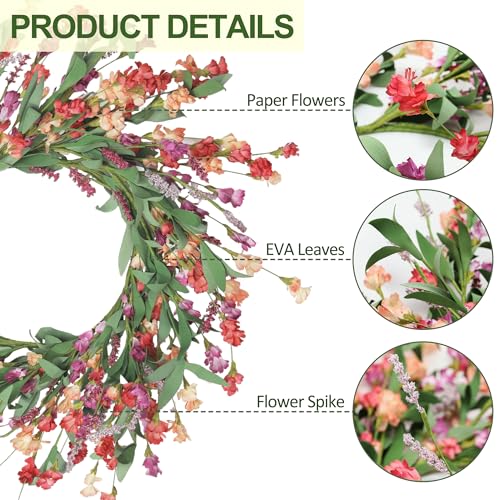 24-Inch Decorative Front Door Wreath for All Seasons Indoor Outdoor Decor