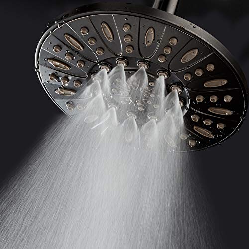 7-Inch Oil Rubbed Bronze Rain Shower Head, 6-Setting High Pressure Spray