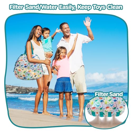 Extra Large Mesh Beach Toy Bag with Drawstring, Sand-Free Storage Tote