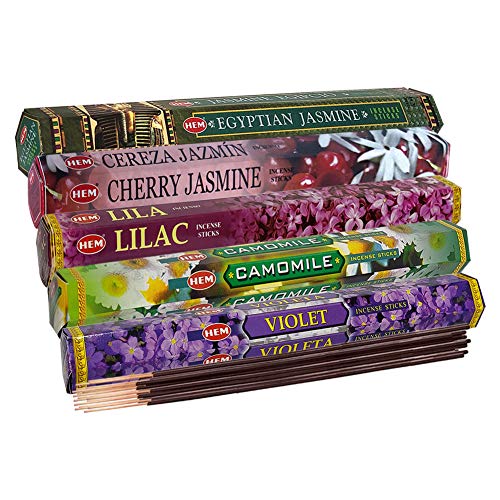 Floral Incense Sticks Variety Pack with Holder - 100 Sticks, 5 Fragrances