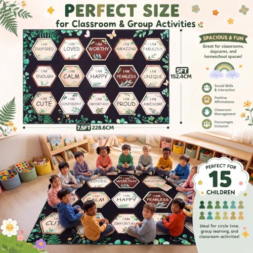 7.5x5 ft Eucalyptus Classroom Rug - Non-Slip Educational Area Mat for Kids