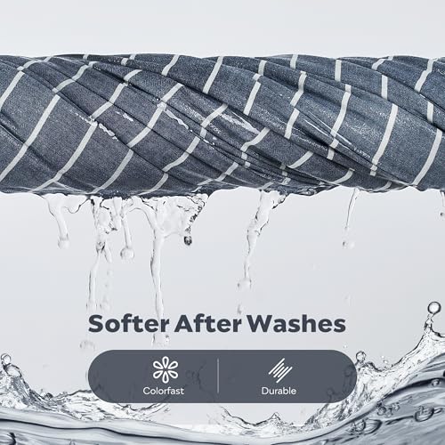 100% Washed Cotton Striped Twin Duvet Cover Set with Coconut Buttons