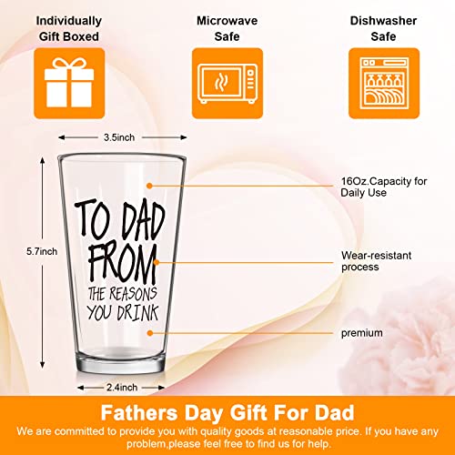 Funny Dad Beer Glass - 16 oz Pint Glass Gift for Father's Day or Birthday