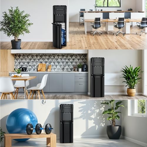 Bottom Loading Water Cooler Dispenser - 3 Temperature Settings, Matte Black