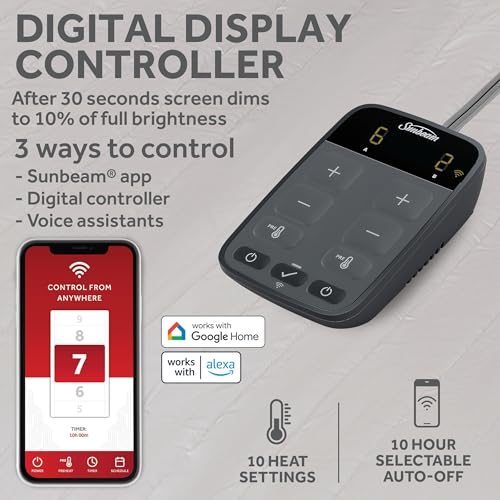 Wi-Fi Connected Electric Mattress Pad with 10 Heat Settings - King Size