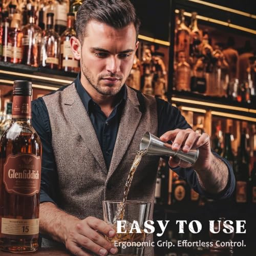 KITESSENSU 2 oz & 1 oz Jigger for Bartending with Interior Measurements