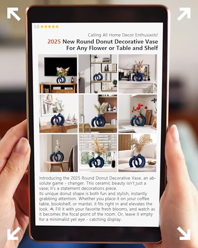 Matte Navy Blue Ceramic Donut Vases, Set of 2 - Modern Coastal Decor