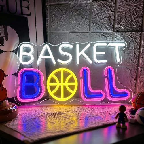 Basketball LED Neon Sign - Sports Theme Wall Decor for Game Rooms & Bedrooms