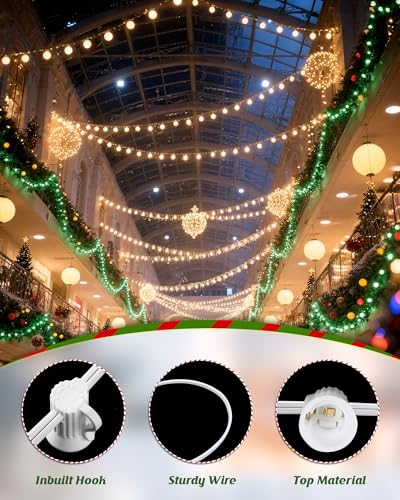 Brightown White 500FT Commercial C7/E12 Christmas Light Socket Set Spool