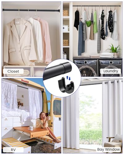 Adjustable Metal Closet Rod for Hanging Clothes 17 to 84 Inches Heavy Duty