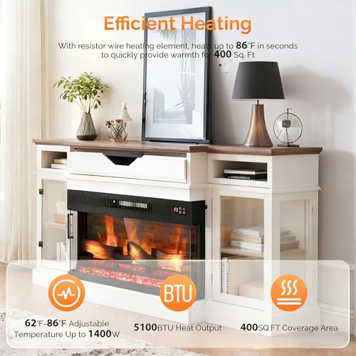 28-Inch 3-Sided Glass Electric Fireplace Insert with Remote Control