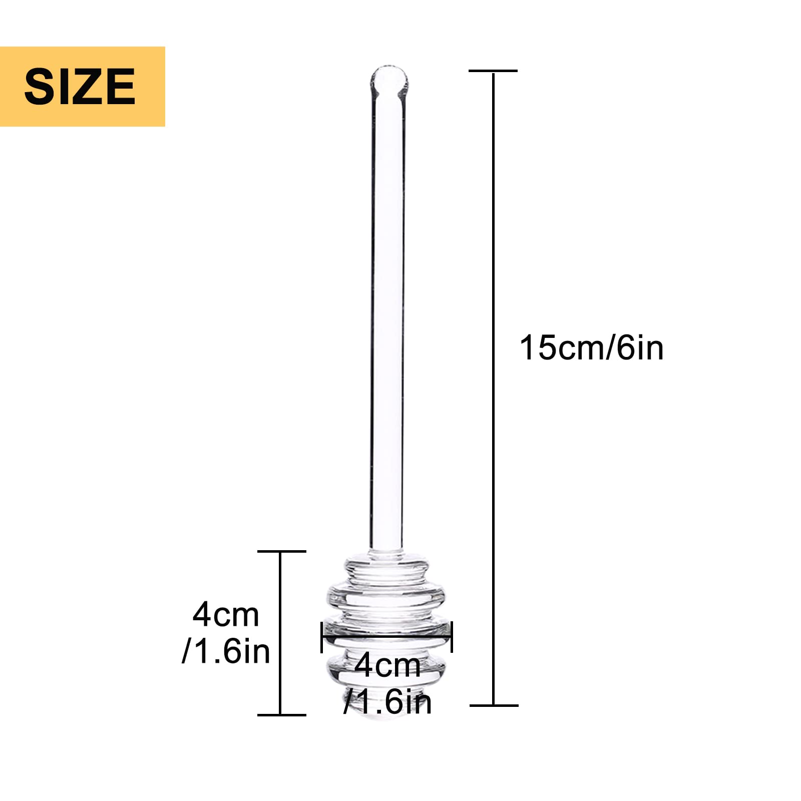 WAFJAMF 2 Pcs 6'' Glass Honey Dipper Stick, Honey Jam Syrup Mixing Stirrer Spoon for Honey Pot Jar