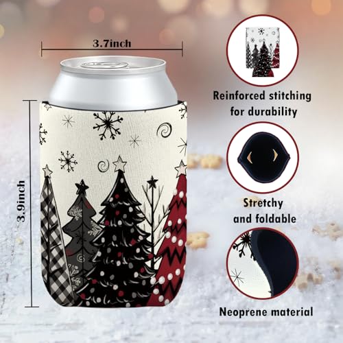 ETVISO 4 Pack Christmas Cup Sleeves - Neoprene Can Insulators for Short Wide Cans (Variation: Christmas(3))