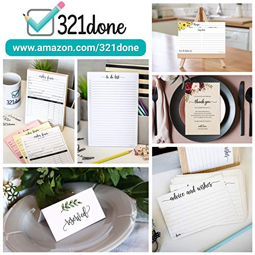 321Done Blank Recipe Cards 3x5 in Tan – 50pk, X-Small (3"x5"), Modern Script