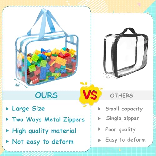 8-Pack Large Clear Toy Storage Bags with Zipper and Labels