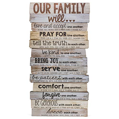 Rustic Wooden Plaque with Scripture - Family Love Wall Decor 15.25x29.25 inches