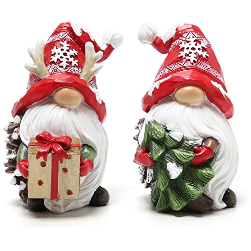 Hodao Red Gnome Figurines Set of 2 – Christmas Indoor Holiday Decor
